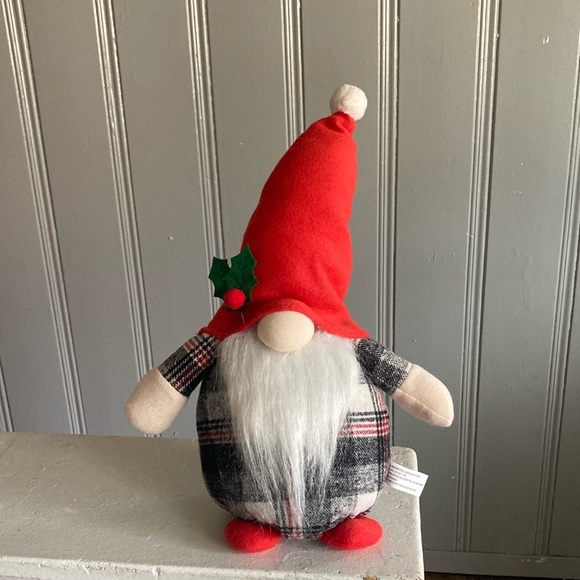 NWT- 16” Adorable Red Hat- Black, White & Red Plaid- Holiday Gnome Decorations - Picture 3 of 17